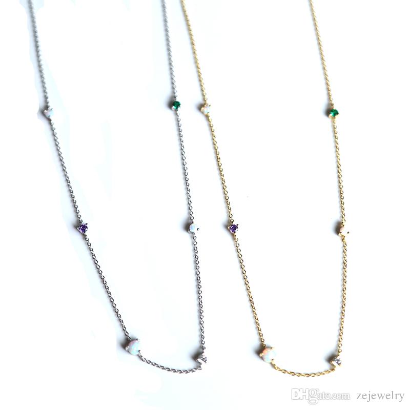 Maxi Necklace Rushed Sale Collares Collier 2019 New 925 Sterling fire Opal Station Long Chain High Quality Fashion Women party Jewelry gift