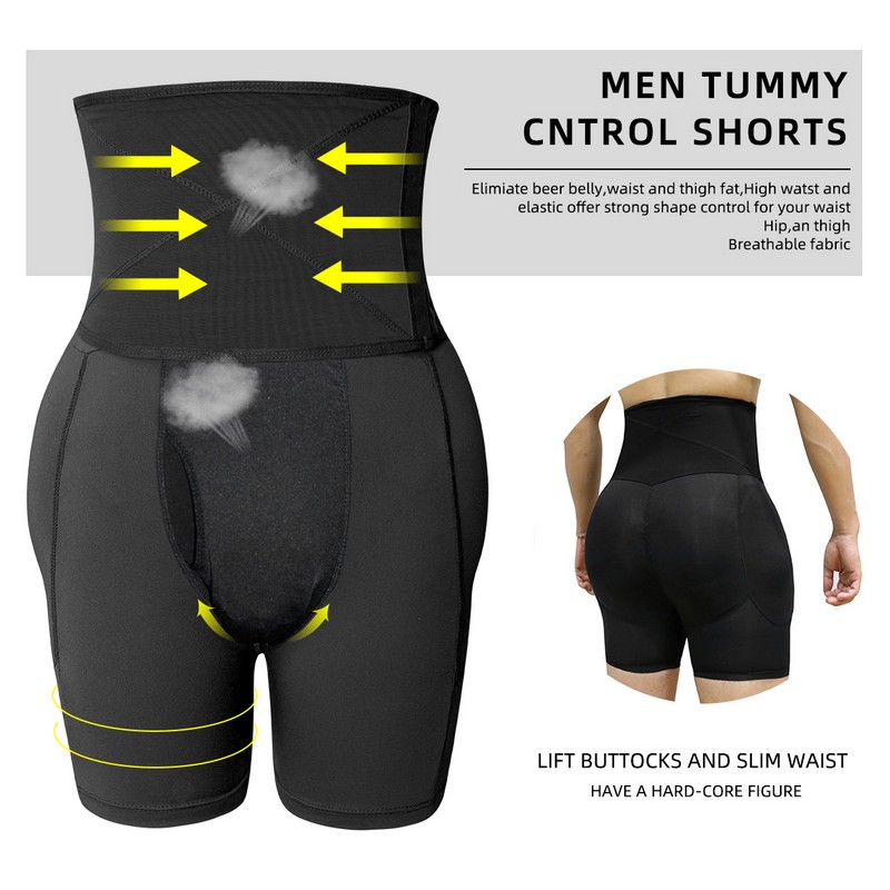 Men High Waisted Shapers Boxer Brief Slimming Body Shaper Shorts Tummy Control Panties Butt Lifter Shapewear Fitness Shaping Underwear S-6XL