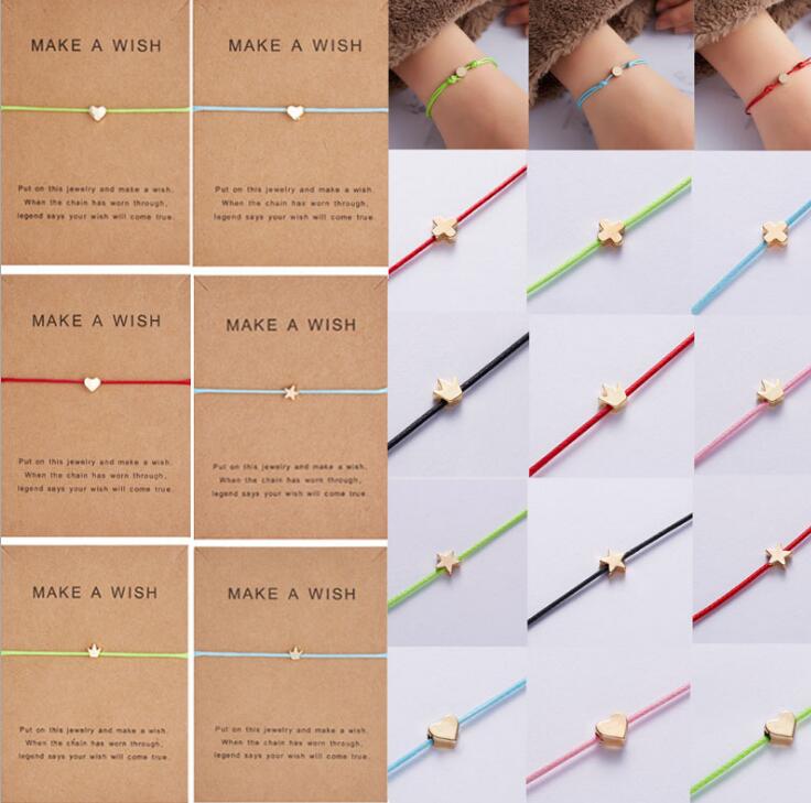 cross-border hot handmade bracelet Make a wish paper card five-point star knitting adjustable bracelet GB1589