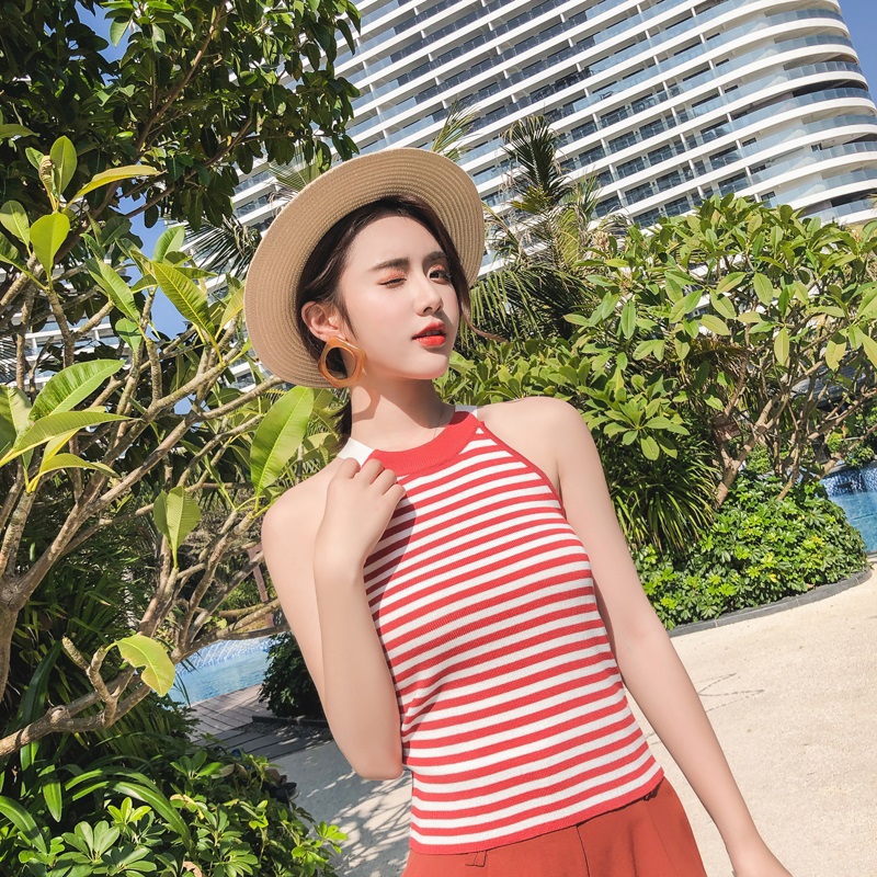 Korean Summer Harajuku Stripe Sleeveless Tanktop Women Camisoles Cross Belt Backless Knitted Off Shoulder Top, Black
Korean Summer Harajuku Stripe Sleeveless Tanktop Women Camisoles Cross Belt Backless Knitted Off Shoulder Top, Black