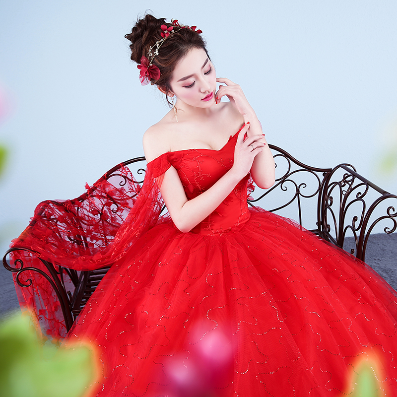 Custom Made Wedding Dresses 2020 New Red Romantic Bride Dress Plus Size Sweetheart Princess Gown Embroidery Vestido De Novia