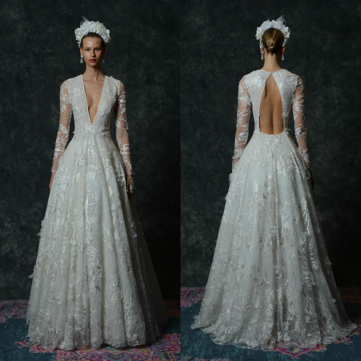 2020 Naeem Khan Wedding Dresses A Line Lace Applique Deep V Neck Floor Length Long Sleeve Bridal Gowns Custom Made Bohemian Wedding Dress, Burgundy
2020 Naeem Khan Wedding Dresses A Line Lace Applique Deep V Neck Floor Length Long Sleeve Bridal Gowns Custom Made Bohemian Wedding Dress, Burgundy
