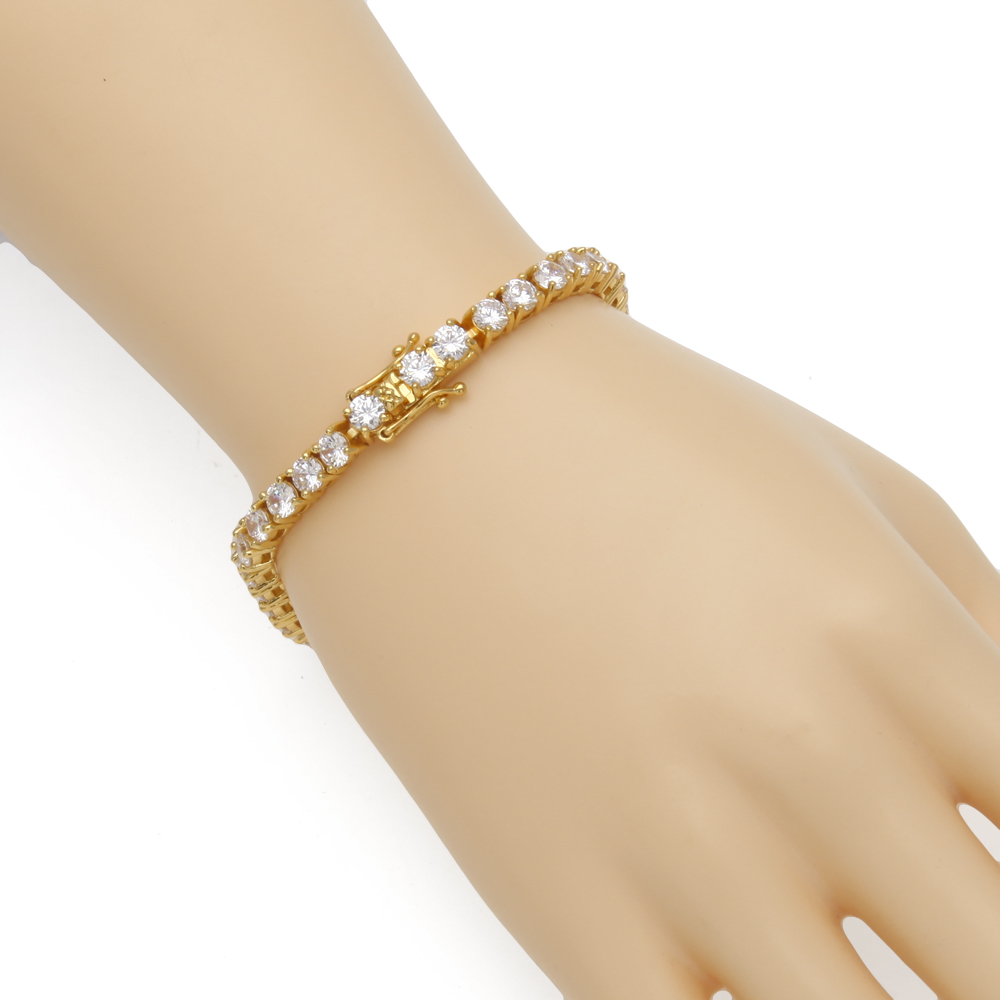 5mm 4mm 3mm Iced Out Diamond Tennis Bracelet Zirconia Triple Lock Hiphop Jewelry 1 Row Cubic Mens Bracelets