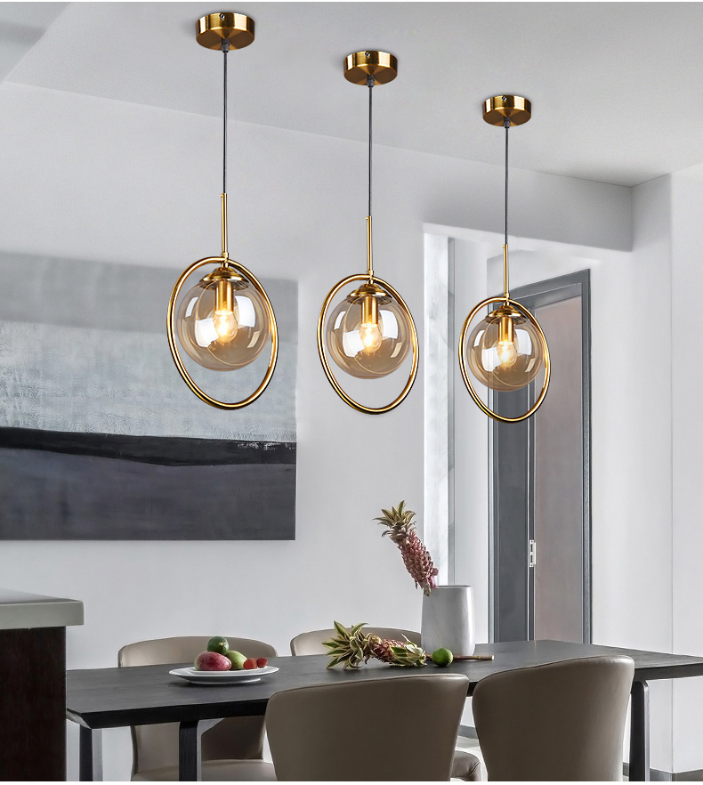 LED Pendant Lights Glass Ball Light Simple Indoor Lighting Office Study Lamp Chandelier Round Lamps Creativity