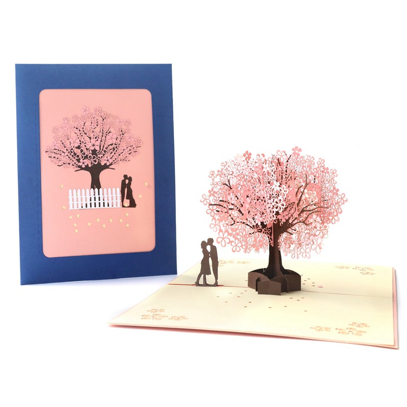 Romantic Cherry Blossom Tree Openwork 3D Greeting Card Pop UP Creative Handmade Paper Gifts Valentine's Day Card By DHL, As shown
Romantic Cherry Blossom Tree Openwork 3D Greeting Card Pop UP Creative Handmade Paper Gifts Valentine's Day Card By DHL, As shown
