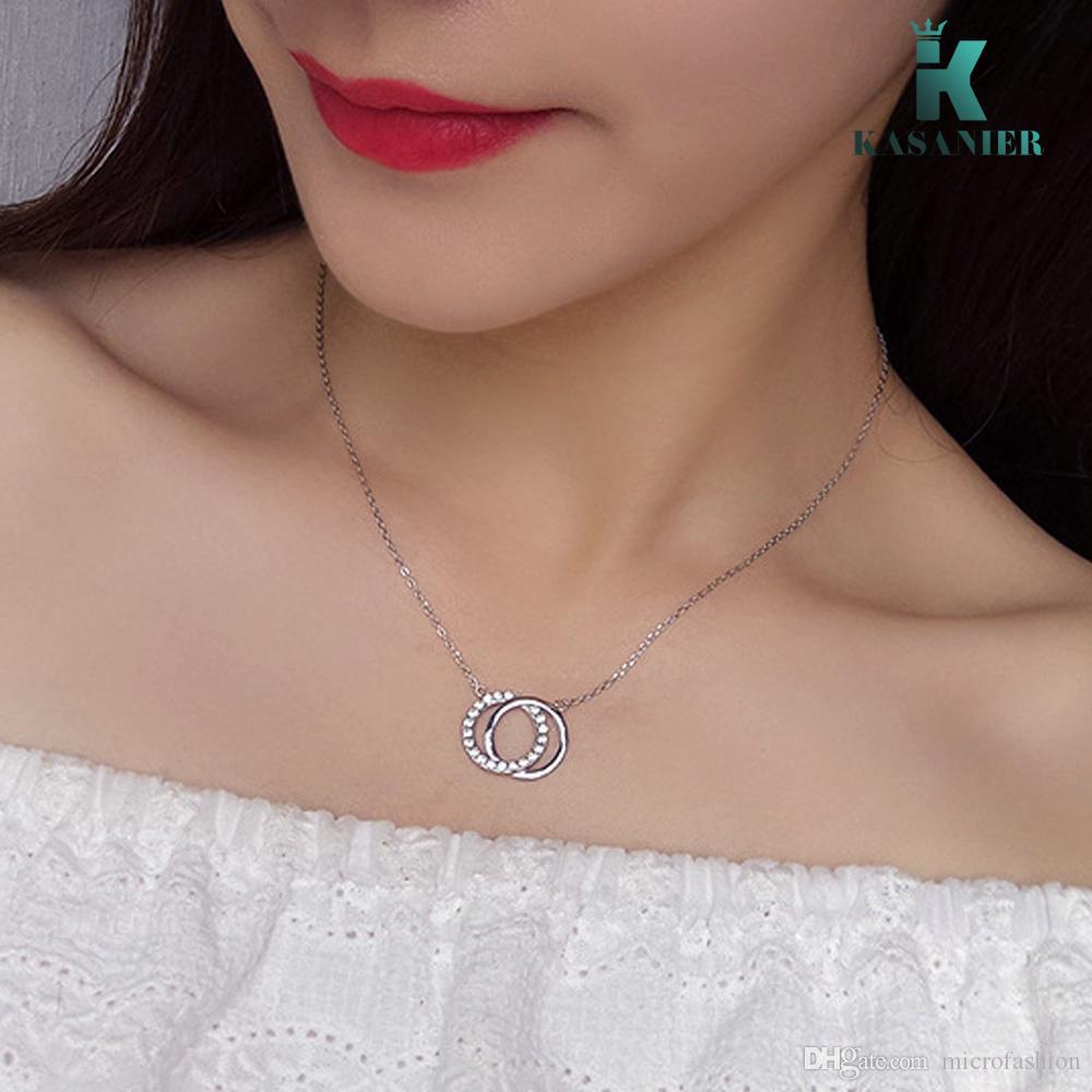 Sterling Silver 925 clear Bezel Setting zircon Double round shape Pendants necklace for women Give away gift jewelry Factory price KASANIER
Sterling Silver 925 clear Bezel Setting zircon Double round shape Pendants necklace for women Give away gift jewelry Factory price KASANIER