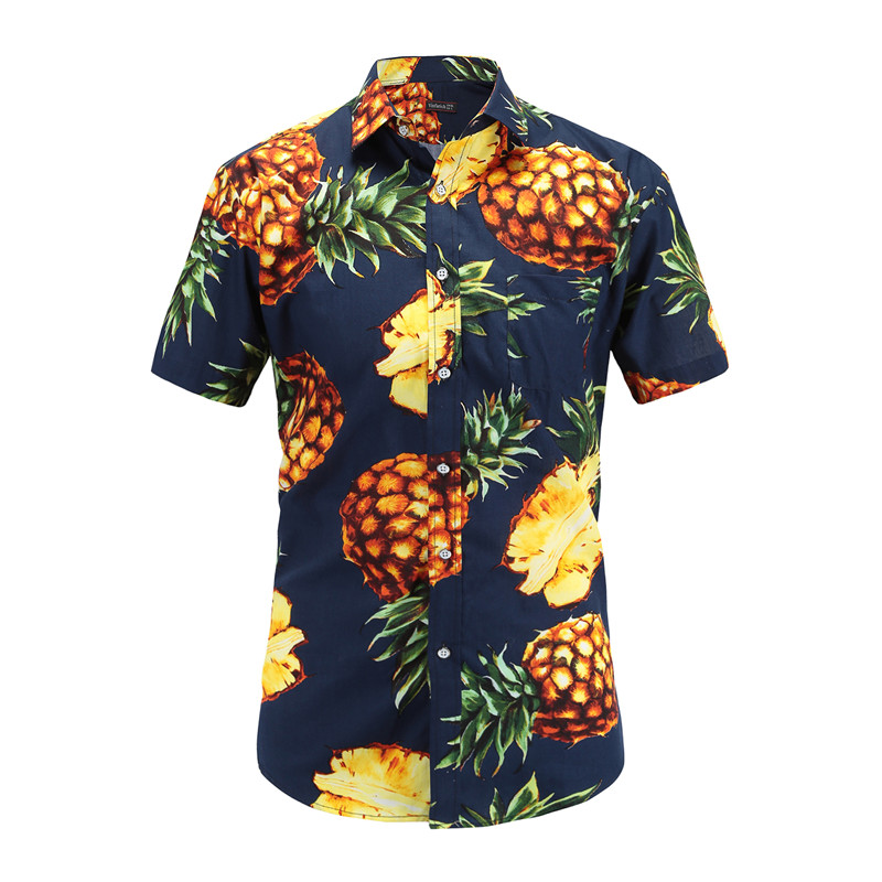 Men Casual Shirt Hawaiian Short Sleeve Flower Shirt Men Regular Fit Summer Flamingos Cotton Mens Shirts Plus S-3XL 2018