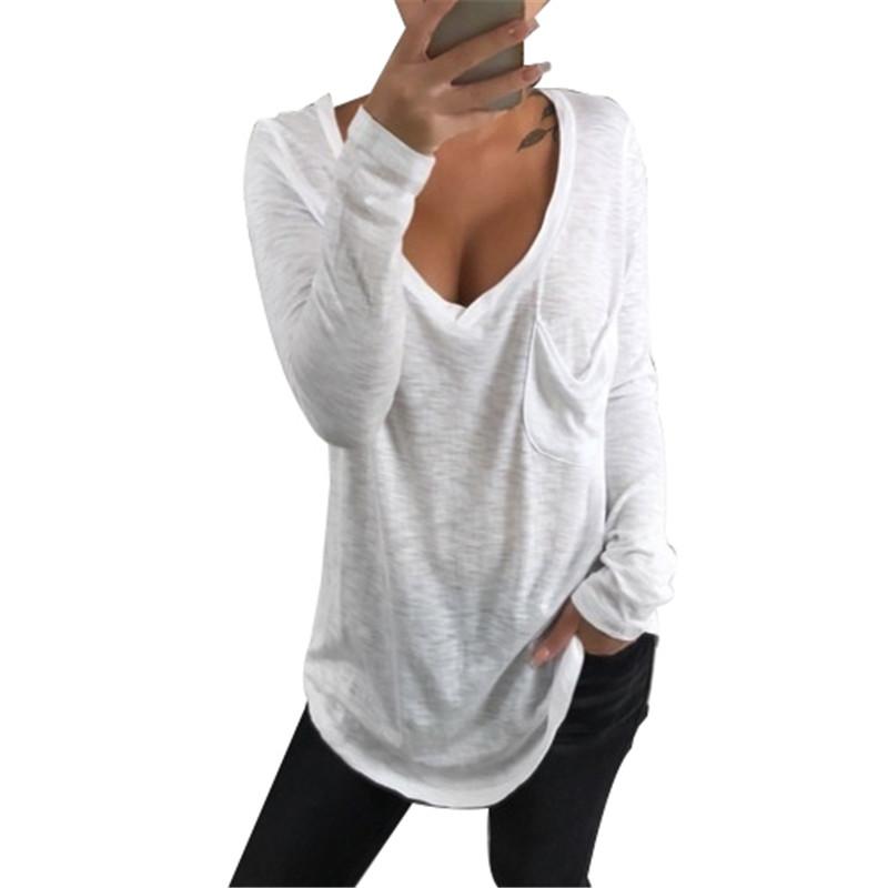 Spring Summer Long Sleeve T Shirt Women 2019 Sexy V Neck White T-Shirt Solid Vintage Tee Shirt Femme Cotton Loose Casual Tops
Spring Summer Long Sleeve T Shirt Women 2019 Sexy V Neck White T-Shirt Solid Vintage Tee Shirt Femme Cotton Loose Casual Tops