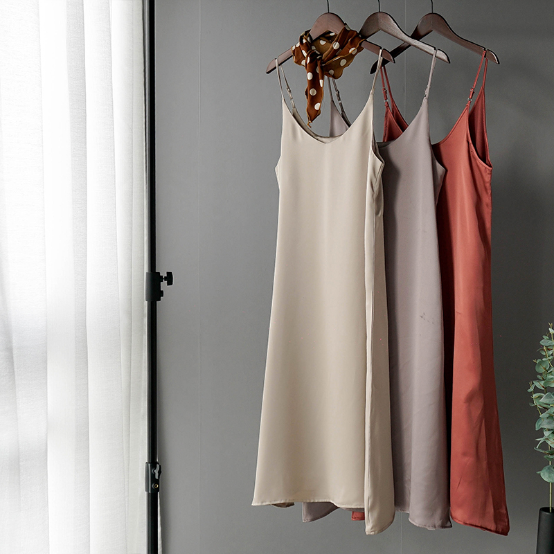 Woman Tank Dress Casual Satin Sexy Camisole Elastic Female Home Beach Dresses Spring Summer Women party Imitation Silk Dress, Beige
Woman Tank Dress Casual Satin Sexy Camisole Elastic Female Home Beach Dresses Spring Summer Women party Imitation Silk Dress, Beige