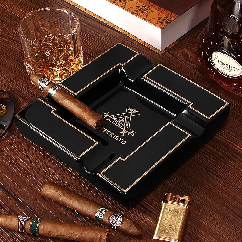 

CIGARLOONG Cigar Ashtray Large Ceramic Ashtray Living Room Creative Personality 4 Slot Ashtray Holder CLG-0394 T200111