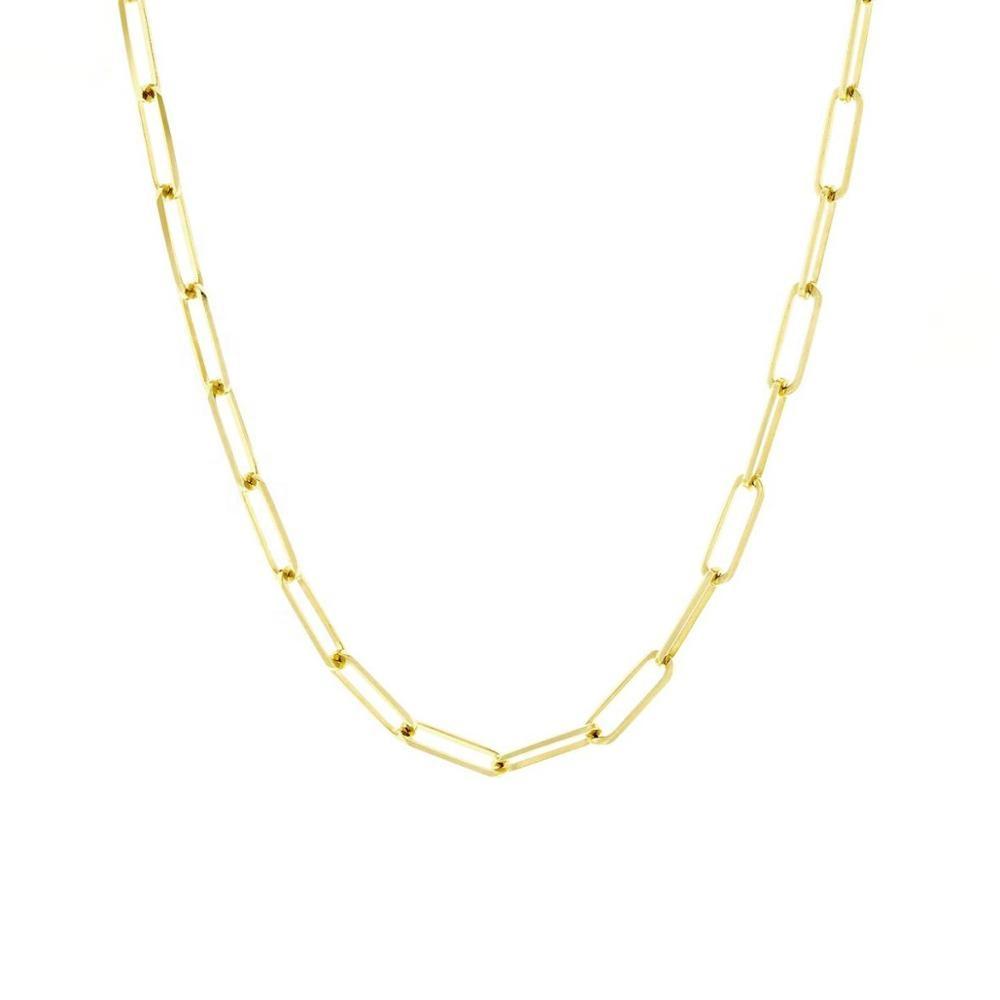 Fashion 925 Sterling Silver Plain Large Paper Clip Paperclip Chain Necklace Custom