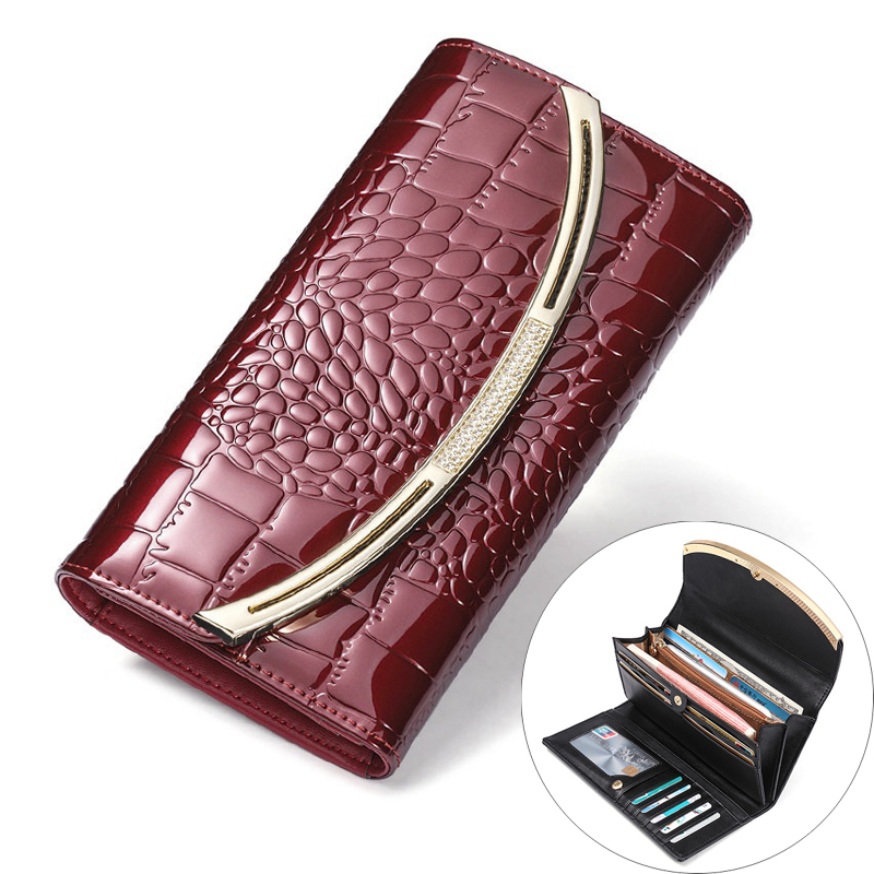 Gift Coin Large Capacity Genuine Leather Women's Wallet Fashion Patent Leather Wallet Female Luxury Clutch Ladies Cowhide Wallet Y190701, Red;black
Gift Coin Large Capacity Genuine Leather Women's Wallet Fashion Patent Leather Wallet Female Luxury Clutch Ladies Cowhide Wallet Y190701, Red;black