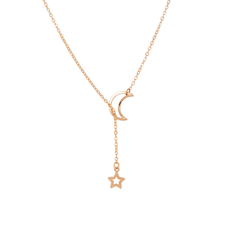 Star Moon Pendant Necklace Jewelry for Women Girls Gold Silver Fashion Trends Brand Charms Lobster Clasp Link Chain Choker Necklaces