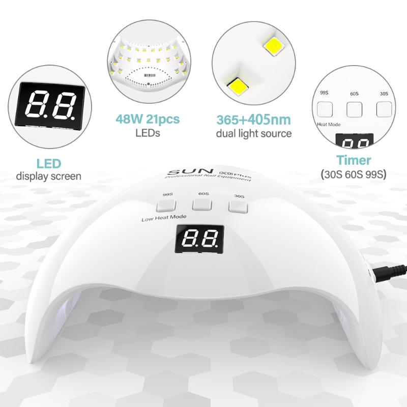 LED Nail Lamp Dryer With 21 Pcs Leds SUN X9plus 48W UV Lamp For Manicure 3 Timer Auto Sensor Manicure For Gel Nail Polish