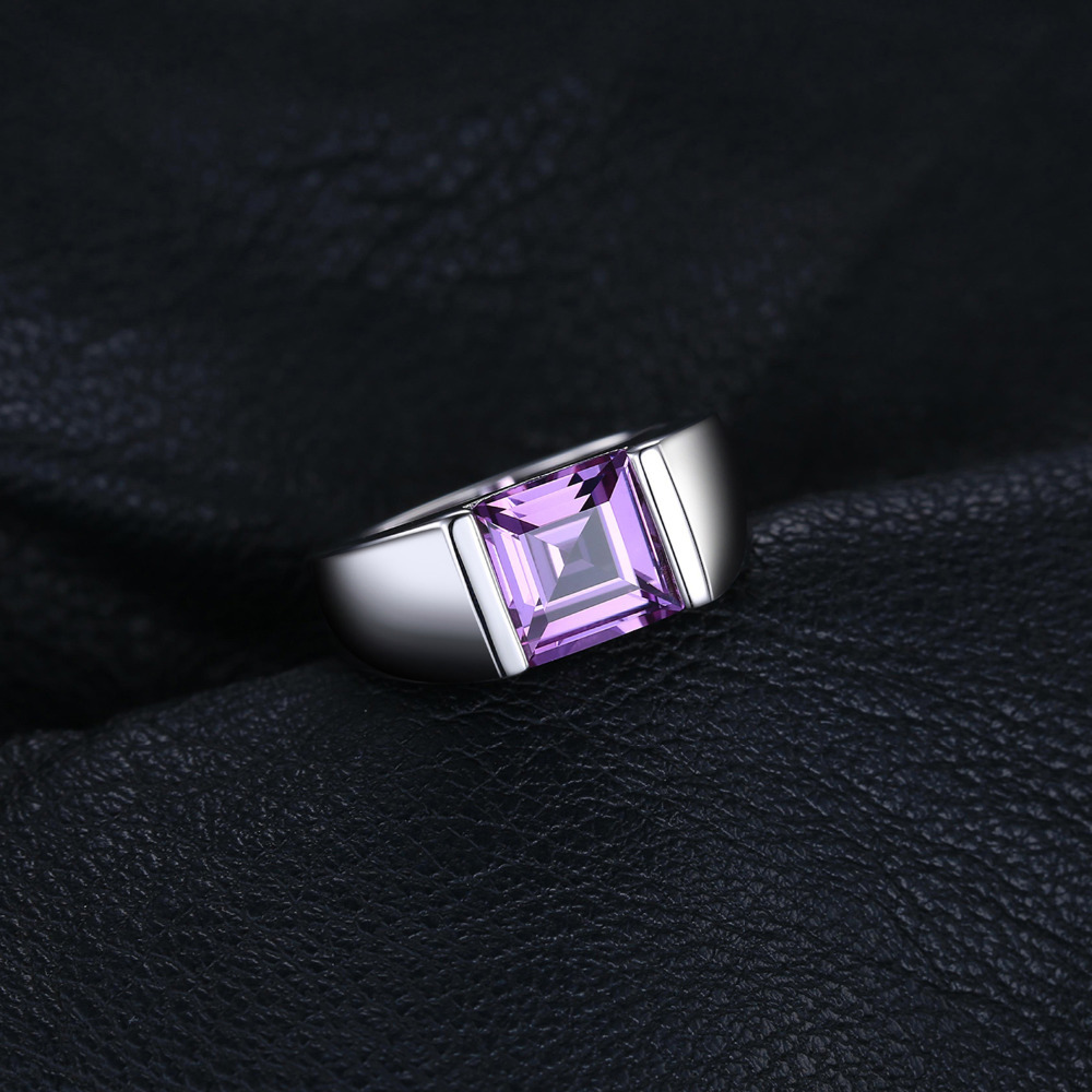 JewelryPalace Men's Square 3.3ct Created Alexandrite Sapphire 925 Sterling Sliver Ring for Men Fine Jerwelry Fashion Style CJ191230