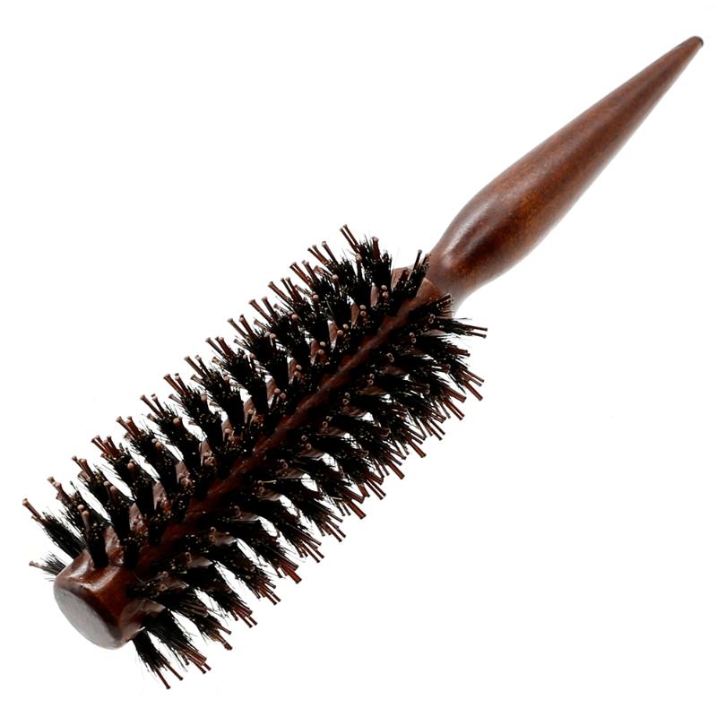 Anti Static Wood Boar Bristle Hair Round Brush Hairdresser Styling Teasing Brush For Hair Curly Comb 3 Sizes To Choose