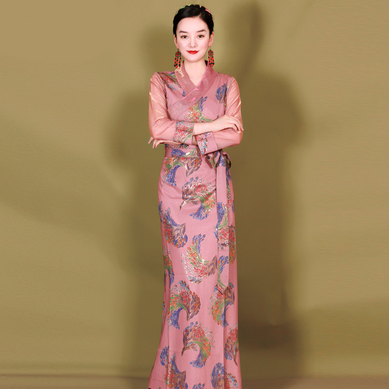 Summer Tibetan Dress Retro long Sleeves ethnic robe Chinese Traditional Clothing for Women Tibet Clothes Oriental Dresses Vestido