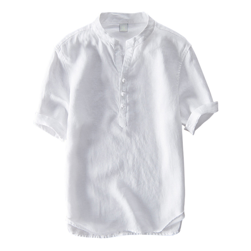 American size summer linen Shirt men's short sleeved shirts breathes Cool shirts European size loose shirts High Quality