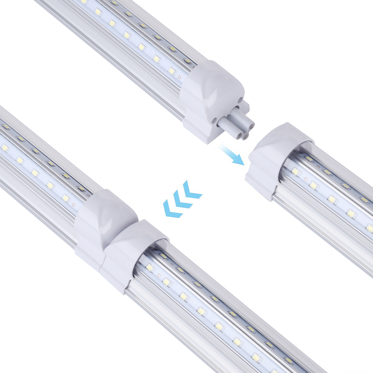 V-Shaped Integrate T8 Linkable LED Shop Light Fixture 2 4 5 6 8 Feet Fluorescent Lamp 120W 8ft 4rows Light Tubes Warehouse Garage Light
