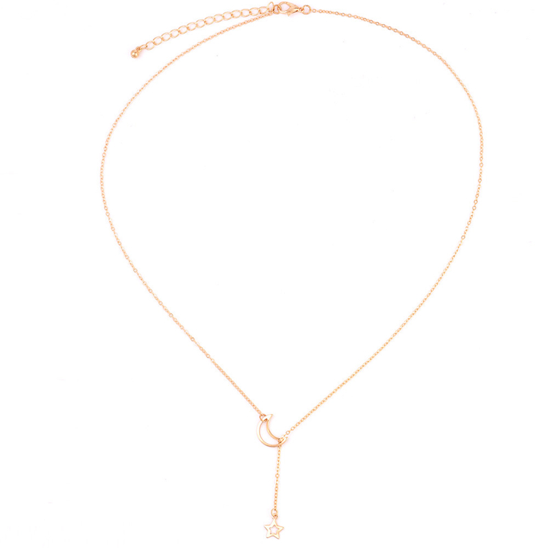 Star Moon Pendant Necklace Jewelry for Women Girls Gold Silver Fashion Trends Brand Charms Lobster Clasp Link Chain Choker Necklaces