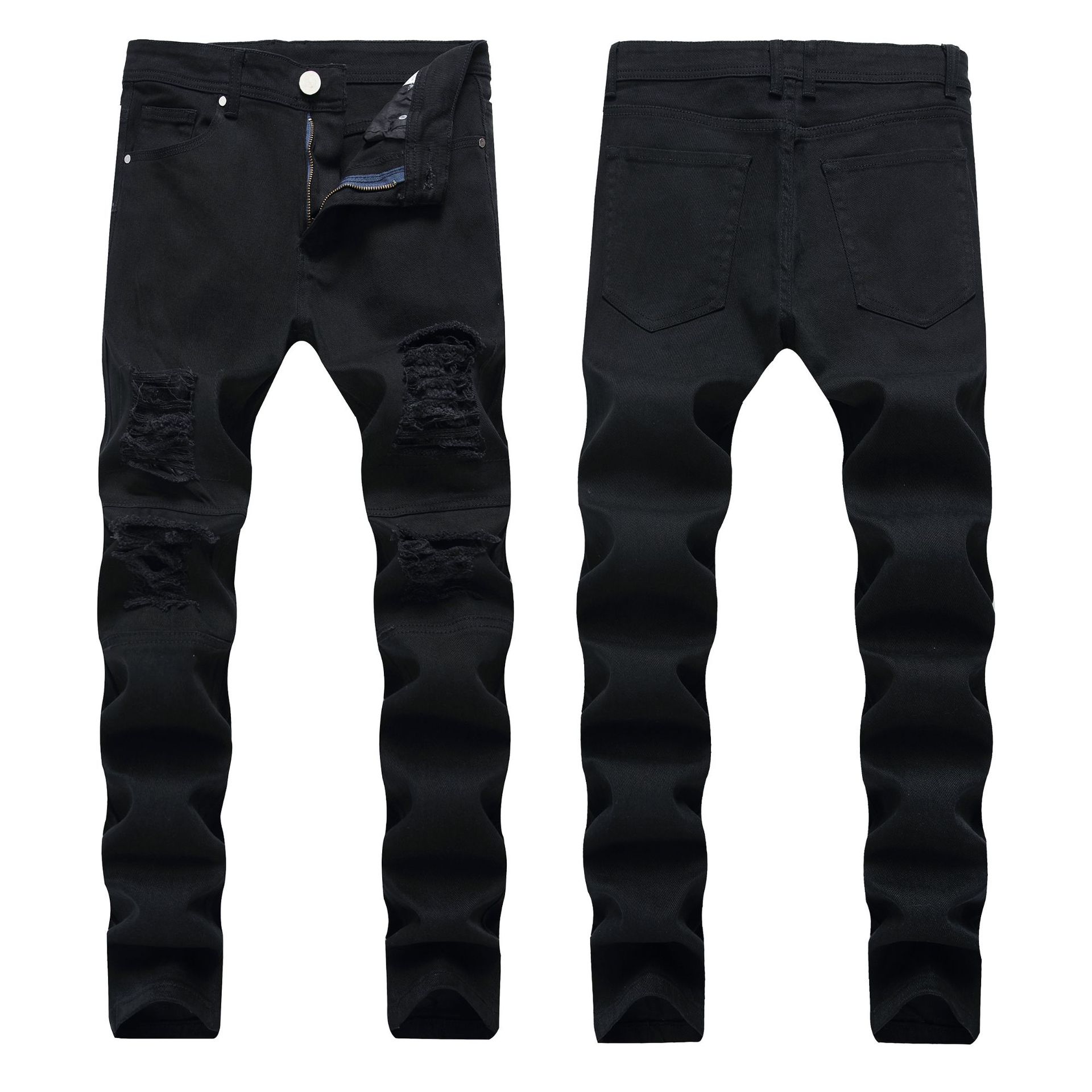 Men's Jeans Mens High Street Style Biker Hole Distrressed With Zipper Slim Fit Denim Casual Male Trousers Pants Asian Size, Black
Men's Jeans Mens High Street Style Biker Hole Distrressed With Zipper Slim Fit Denim Casual Male Trousers Pants Asian Size, Black