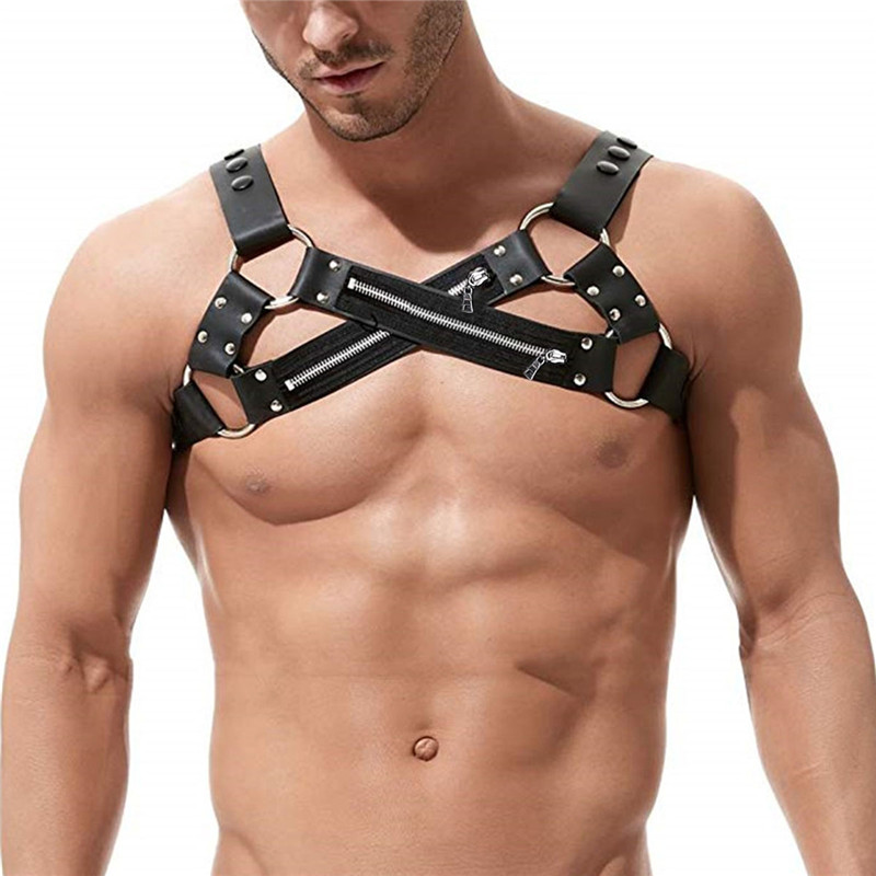 MSemis Leather Harness Mens Bondage Fetish Gay bdsm Bondage Shoulder Body Chest Muscle Men Harness Belt Straps Arnes Hombre Gay