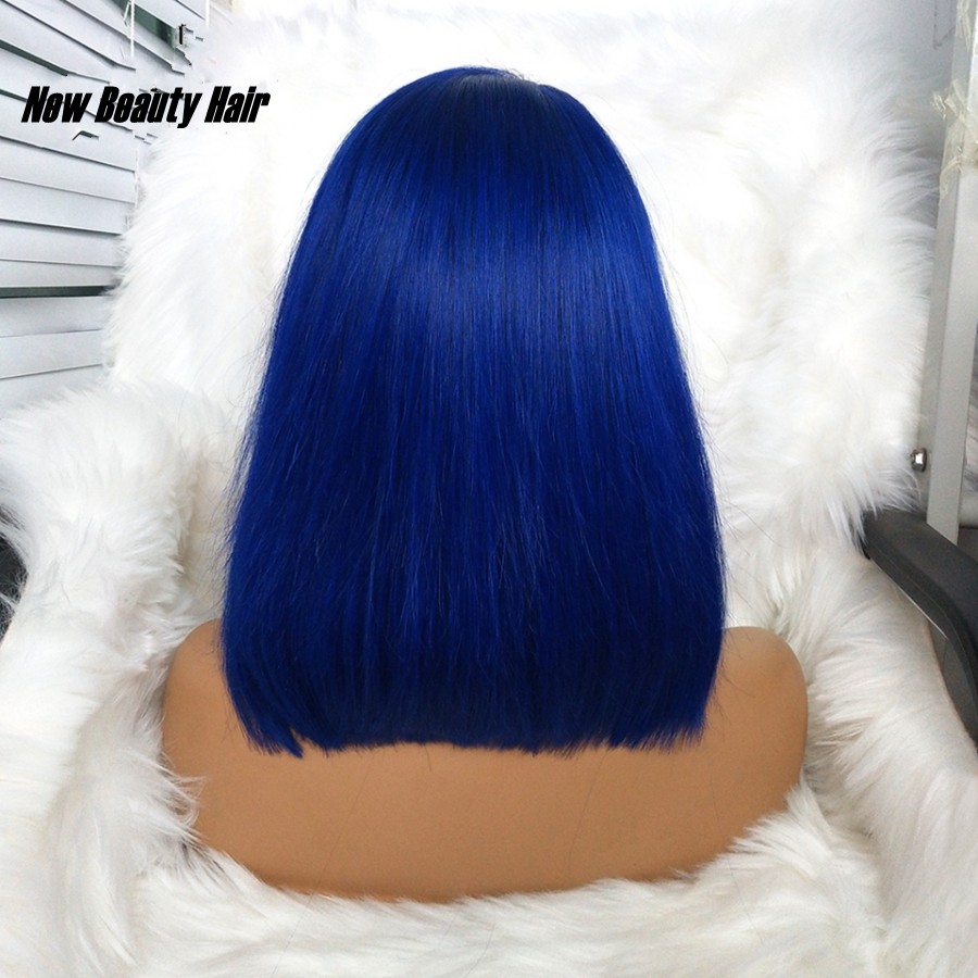 Hot Popular Natural Looking Blue Short Bob Side Part Synthetic Wigs with baby hair Lace Front Wigs for Black Women cosplay party