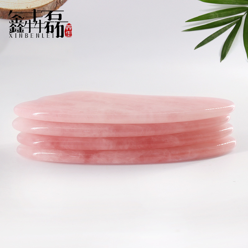 Tamax JD015 Rose Quartz pink Jade Guasha Board Natural Stone Scraper Chinese Gua Sha pad