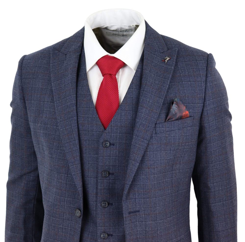 Mens Navy Blue Pure Wool 3 Piece Check Suit Costume Suit Peaky Blinders Suit 3 Piece 1920s Tailored Fit Vintage Wedding Tuxedos, Same as image
Mens Navy Blue Pure Wool 3 Piece Check Suit Costume Suit Peaky Blinders Suit 3 Piece 1920s Tailored Fit Vintage Wedding Tuxedos, Same as image