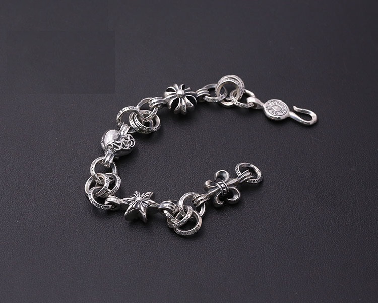 925 sterling silver handmade vintage CH jewelry American European antique silver designer anchor charm link chain bracelets for women men