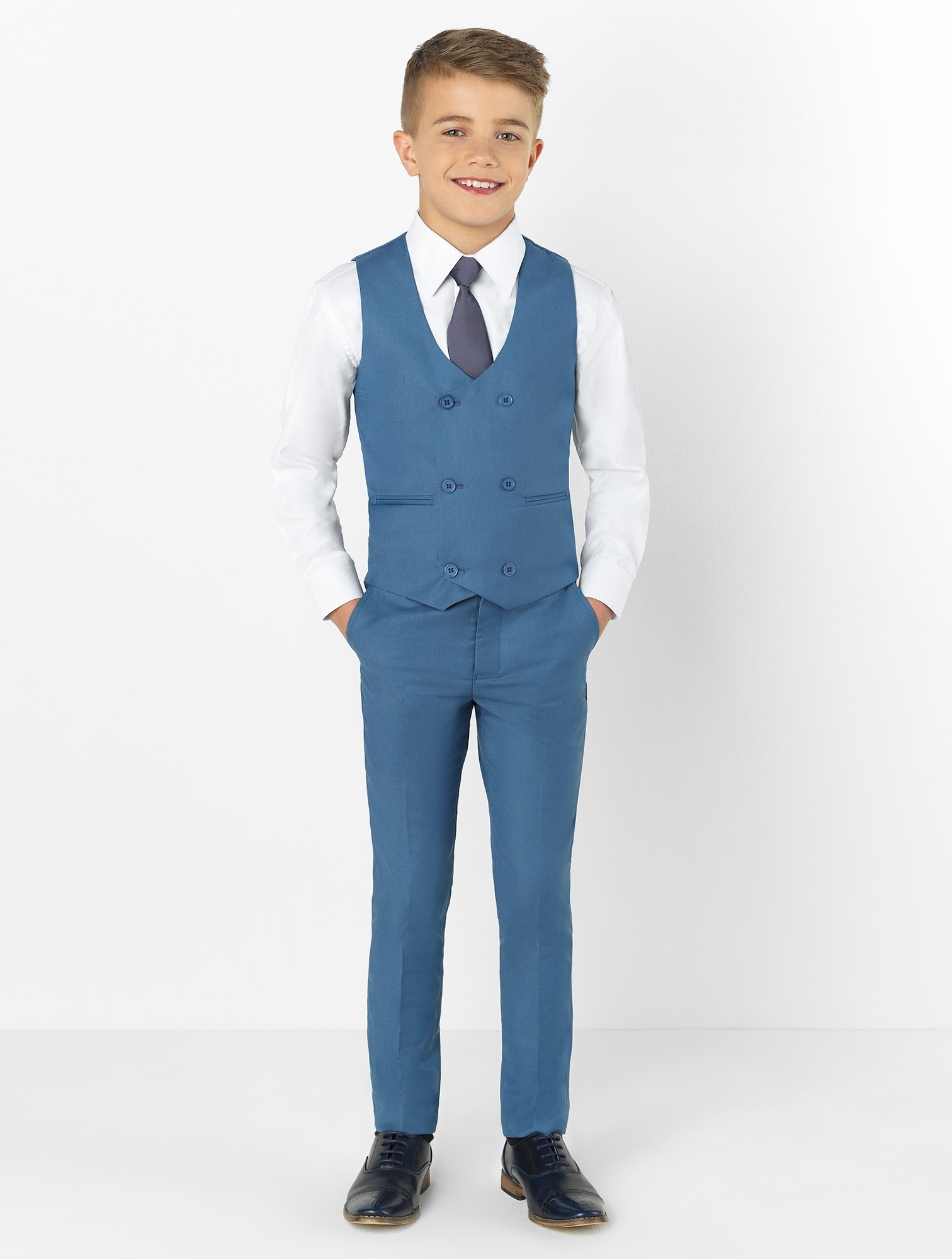2019 Handsome Royal Blue Boys Formal Wear Jacket Pants 3 Pieces Set Suits for Wedding Dinner Children Kids Tuxedos