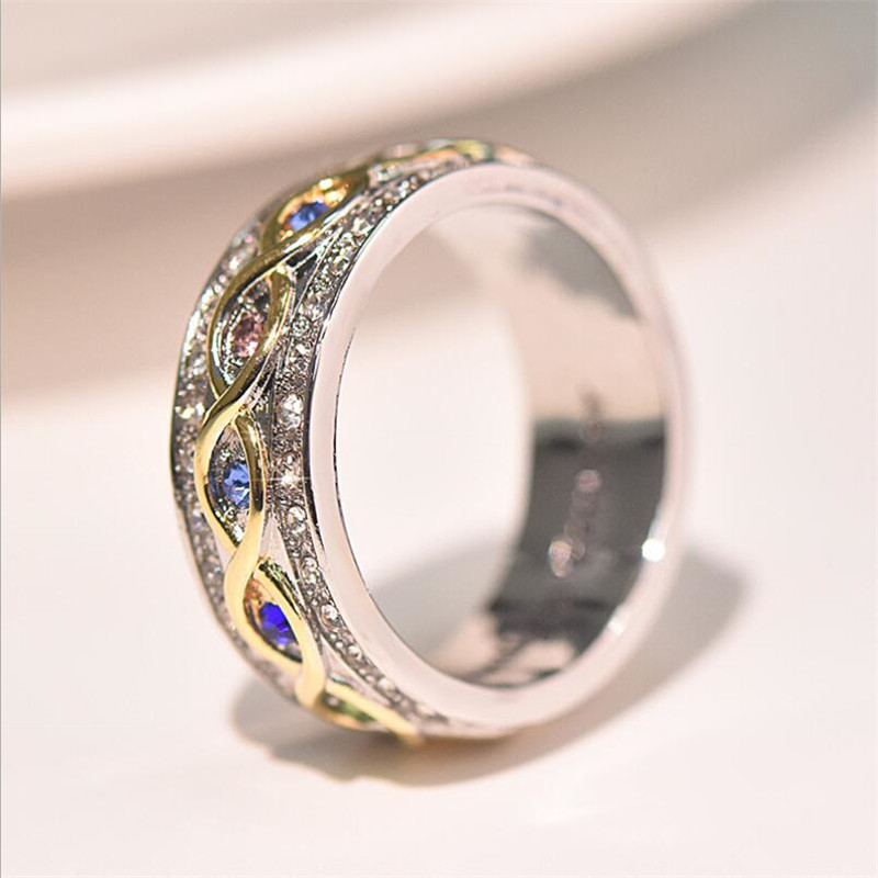 Our Family is Forever Classical Fashion Jewelry 925 Sterling Silver Colorful 5A Zircon Promise Party Women Wedding Engagement Band Ring Gift