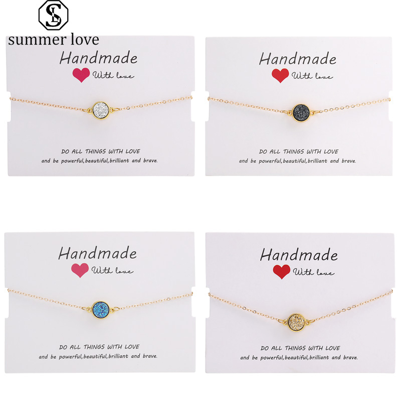 Handmade Crystal Round Druzy Bracelets Natural Resin Stone Gold Copper Chain Bracelets Bangles for Women Girl Summer Jewelry Gifts 2019
Handmade Crystal Round Druzy Bracelets Natural Resin Stone Gold Copper Chain Bracelets Bangles for Women Girl Summer Jewelry Gifts 2019
