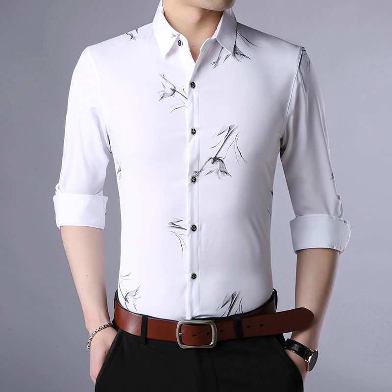 New Autumn Long Sleeve Print Floral Casual Polyester Fiber Shirts for Men Regular-Fit Breathable Male Shirts 4 Color, C2
New Autumn Long Sleeve Print Floral Casual Polyester Fiber Shirts for Men Regular-Fit Breathable Male Shirts 4 Color, C2