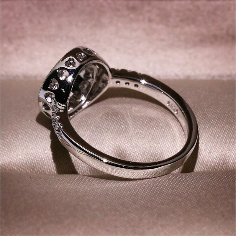 Classical Fashion Jewelry 925 Sterling Silver Pave White Sapphire CZ Diamond Gemstones Party Women Wedding Bridal Ring For Lovers' Gift