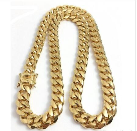 Necklace Stainless Steel Jewelry 18K Gold Plated High Polished Miami Cuban Link Men Punk 14mm Curb Chain Double Safety Clasp 20inch-30inch
Necklace Stainless Steel Jewelry 18K Gold Plated High Polished Miami Cuban Link Men Punk 14mm Curb Chain Double Safety Clasp 20inch-30inch
