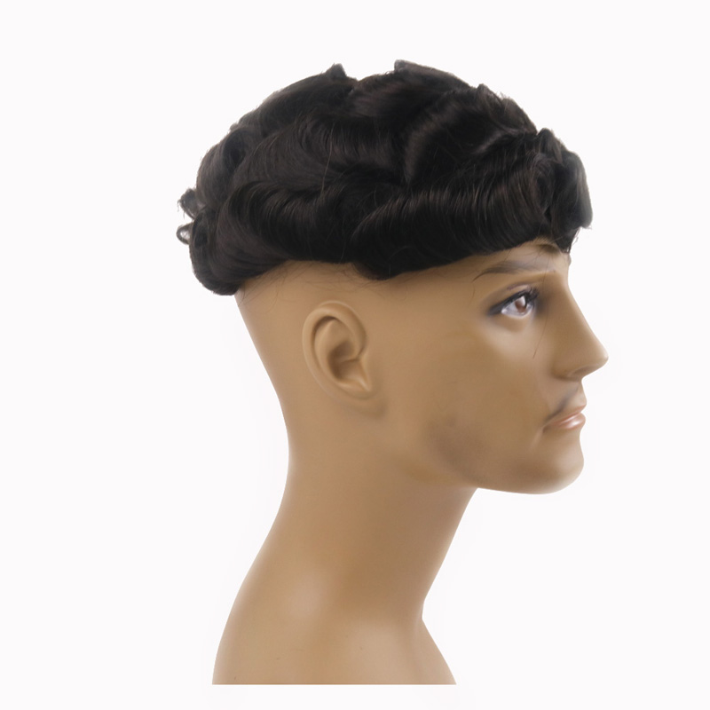 Free Shipping Natural Black Color Toupee for Men Full Swiss Lace Hair Pieces Brazilian Virgin Human Hair Replacement
