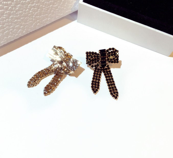 Whole style ins fashion luxury designer super glittering diamonds zircon cute lovely bow stud earrings for woman girls4787001