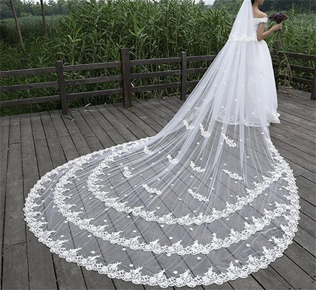 2019 Cheap White Wedding Veils With Lace Appliqued Cathedral Length Bridal Veils With Comb Two Layers Wedding Veil, Ivory
2019 Cheap White Wedding Veils With Lace Appliqued Cathedral Length Bridal Veils With Comb Two Layers Wedding Veil, Ivory