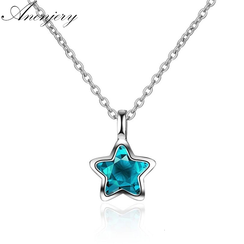 New Simple Fashion Ocean Blue Crystal Little Star Necklace For Women Girl 925 Sterling Silver Jewelry
New Simple Fashion Ocean Blue Crystal Little Star Necklace For Women Girl 925 Sterling Silver Jewelry