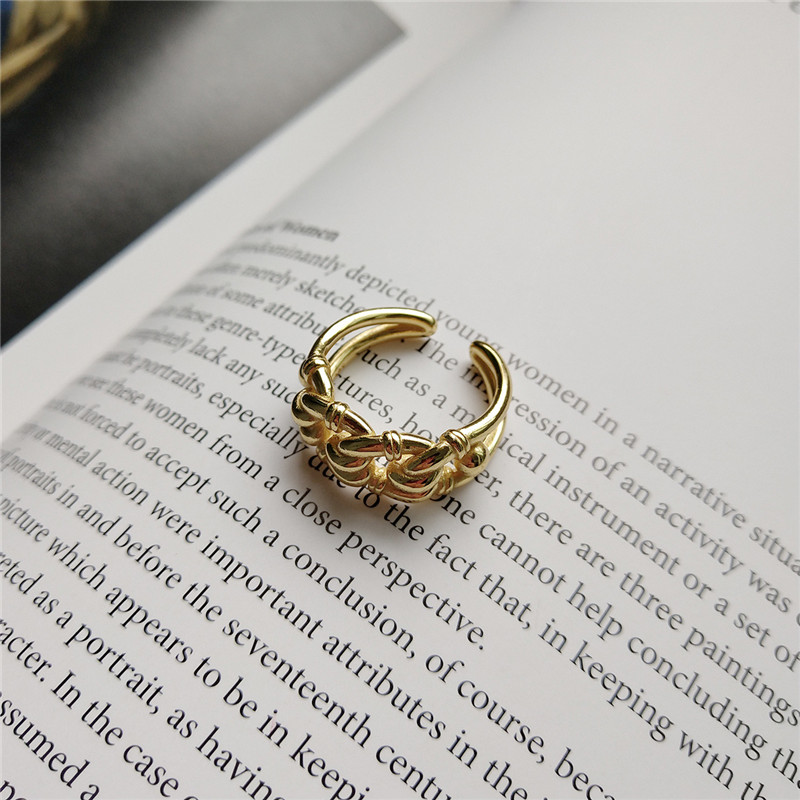 Authentic 925 Sterling Silver Gold Color Industrial style Multi Twisted Adjustable Ring Fine Jewelry For Women Birthday party