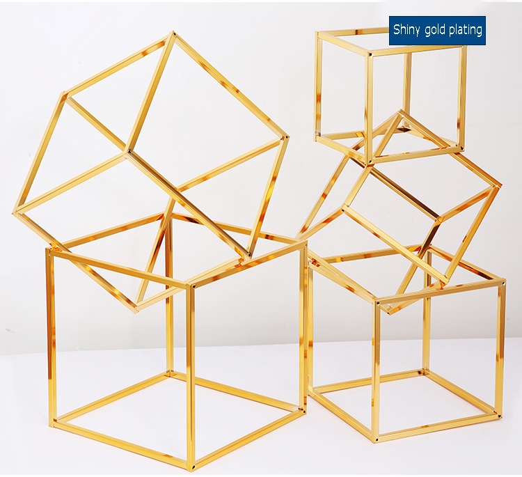 13pcs Iron Stand Cupcake Cookie Flowers Dessert Wedding Decoration Shiny Gold Metal Frame Table Centerpieces Props Birthday Party Cake Display Buffet 