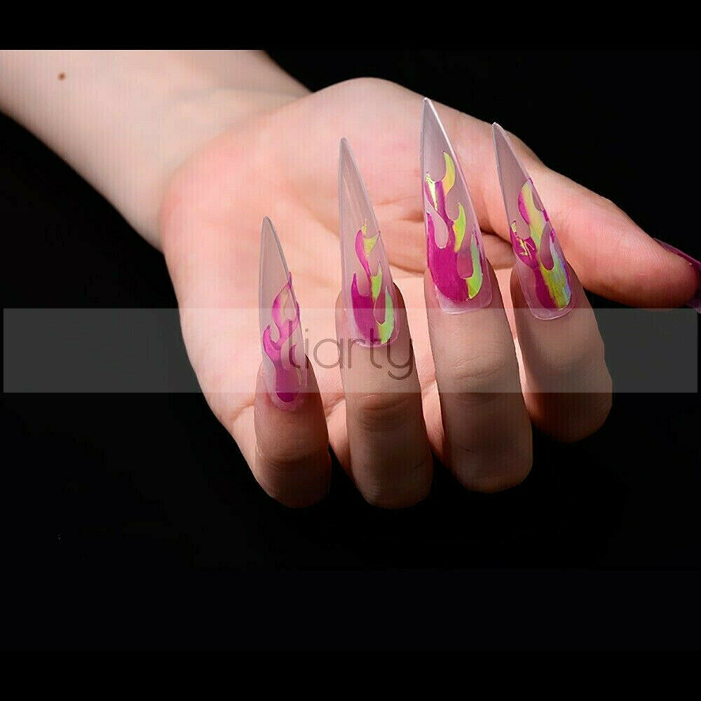 3D Fire Nail Art Sticker Holographic Strip Tape Manicure Decal DIY Tips Decor A987