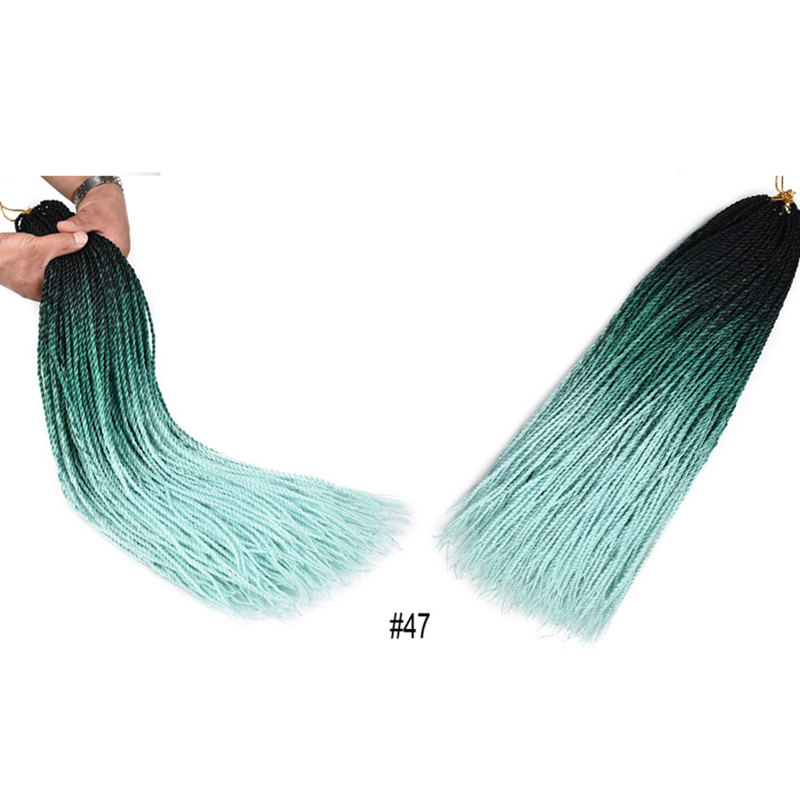 Senegalese Twist Ombre Synthetic Braiding Hair 24Inch 30Roots Three Color Crochet Braids Twist Synthetic Hair Extensions