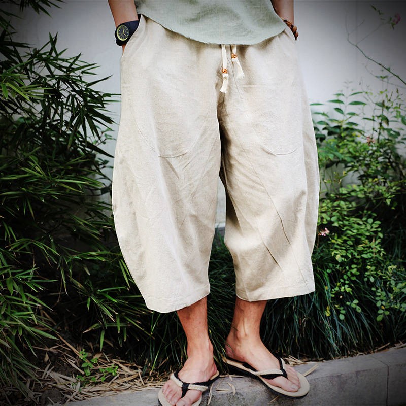 2020 Summer Chinese style pants men's Cropped Trousers wide leg pants linen casual bottom, Black
2020 Summer Chinese style pants men's Cropped Trousers wide leg pants linen casual bottom, Black