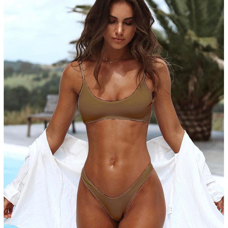 hot sale Sexy White Black Swimsuit Thong Female Push-up Brazil Biquini Halter Beach Bathing Suit Women