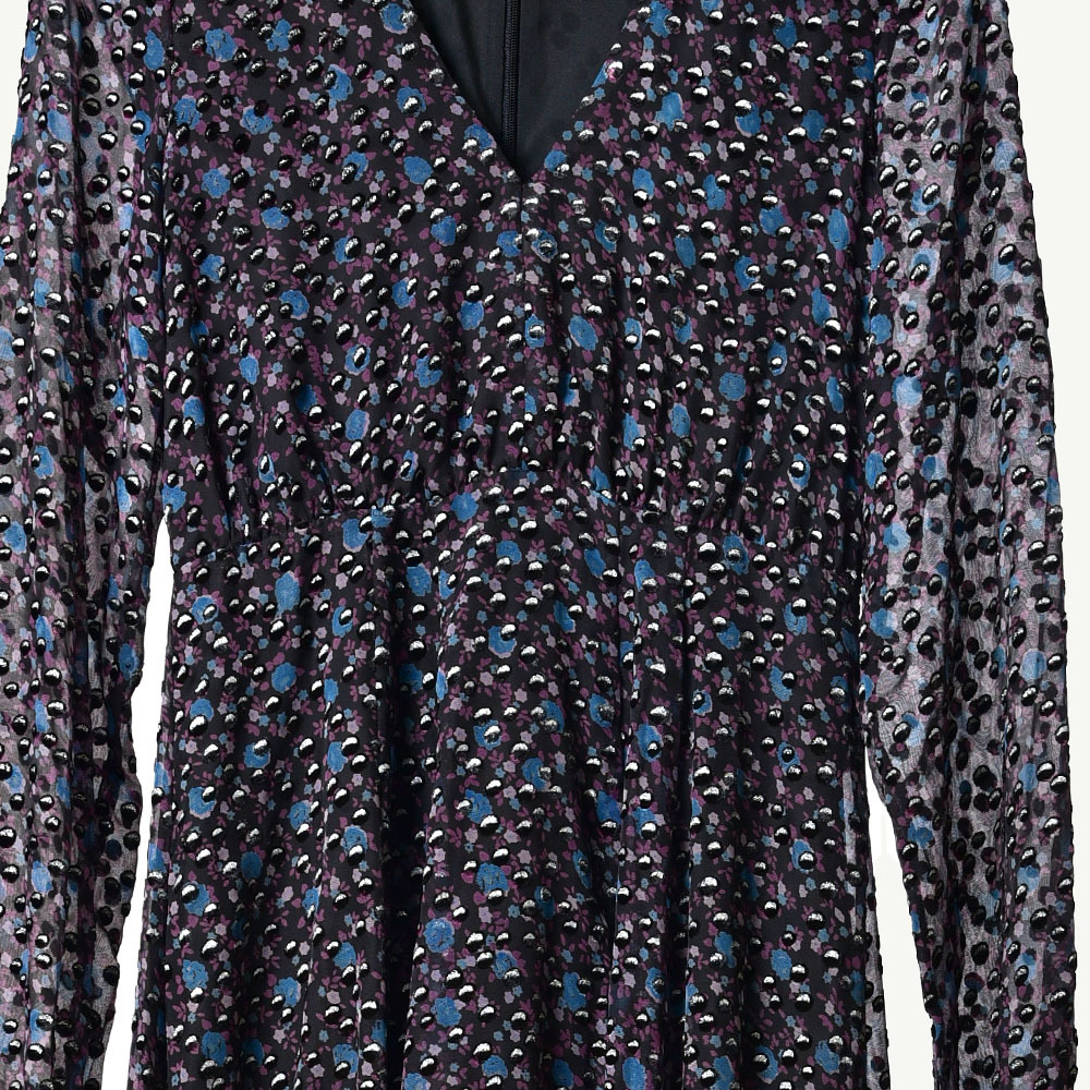 2020 Spring Summer Long Sleeve V Neck Multicolor Polka Dot Print Asymmetry Mid-Calf Dress Women Fashion Dresses W1815116