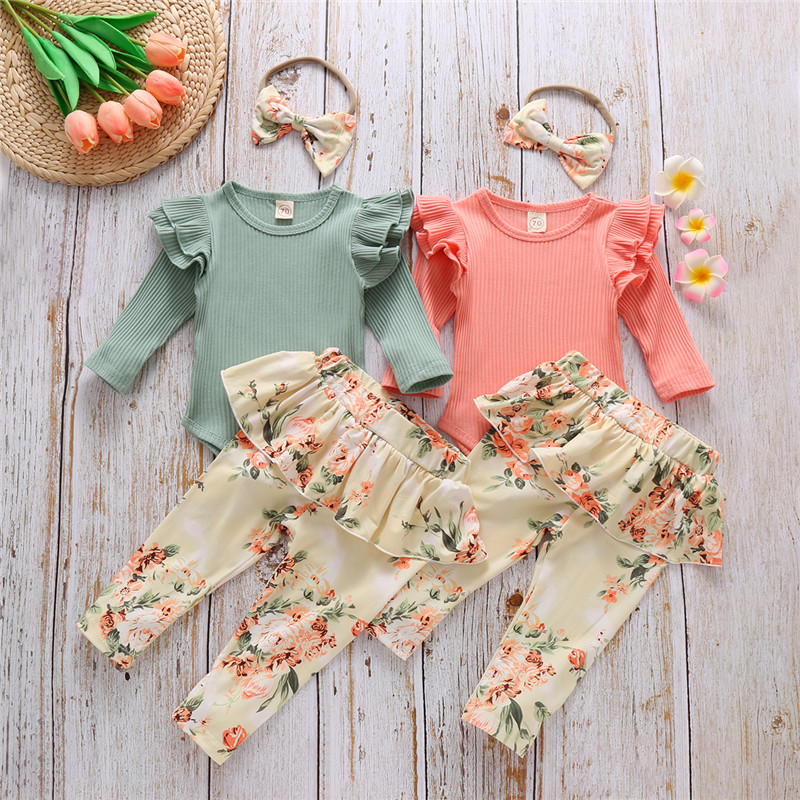 PUDCOCO 3Pcs Newborn Baby Girls Set Solid Color Long Sleeve Ribbed Romper Top+ Floral Pants+Headband Autumn Casual Outfits 0-18M, Green
PUDCOCO 3Pcs Newborn Baby Girls Set Solid Color Long Sleeve Ribbed Romper Top+ Floral Pants+Headband Autumn Casual Outfits 0-18M, Green