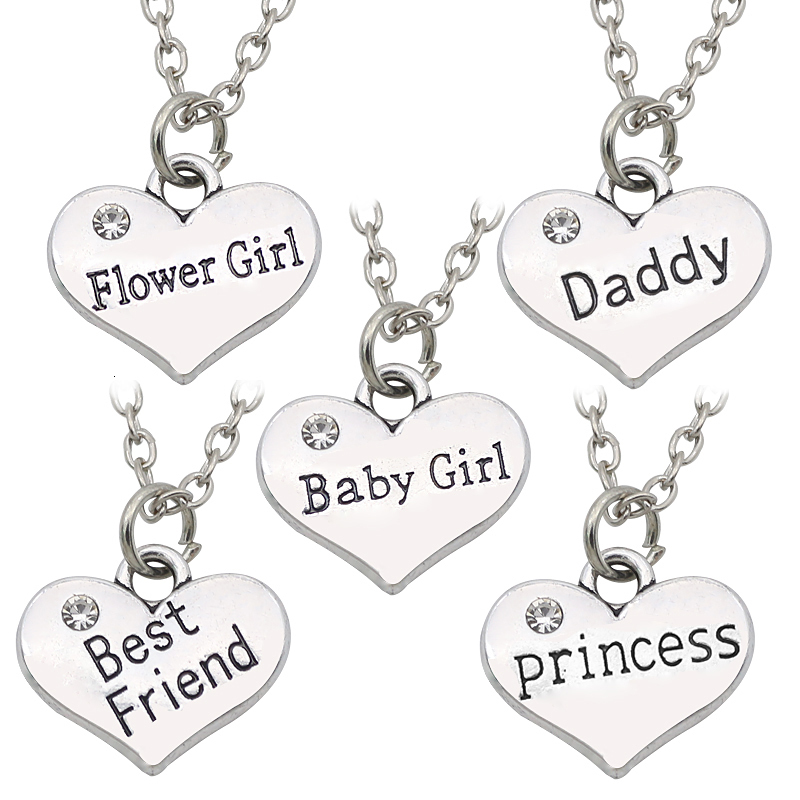 Best Friends Daddy Princess Baby Girl Flower Girl Charm Pendant Necklace Silver Rhinestone Love Heart Necklace For Women Collar
Best Friends Daddy Princess Baby Girl Flower Girl Charm Pendant Necklace Silver Rhinestone Love Heart Necklace For Women Collar