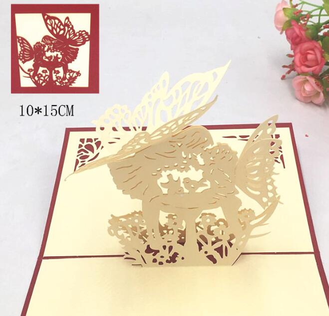 3D Pop Up Greeting Card Valentine's Day Creative Gift Blessing Card with Envelope Party Wedding Decoration